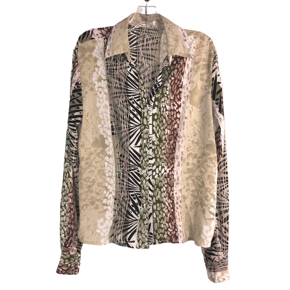 Mixed Animal Print Semi-sheer Blouse